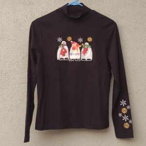 Reference Point Black Christmas Mock Neck Shirt M